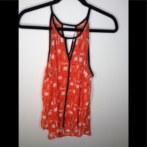 Lush, Red, White, Black, Geometric Top